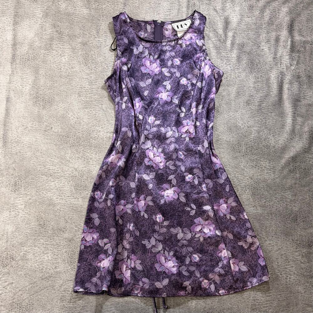 Vintage Dreamy Purple Floral Mini Dress